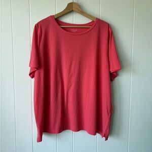 Eileen Fisher Organic Cotton Coral Short Sleeve Tee | Size 2X